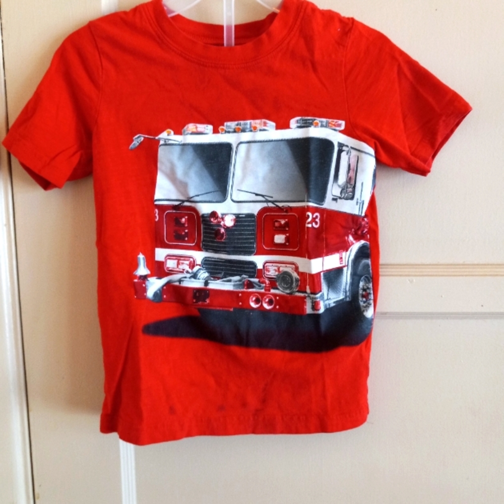Boys Short Sleeve Firetruck Tee